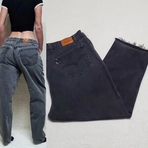 RARE Vintage Levi's 545 Orange Tab Black Raw Cut Stone Wash Loose Fit Jeans